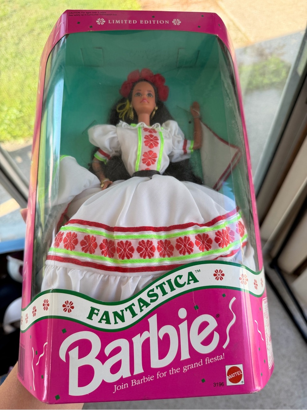 Barbie Fantastica Doll limited edition 1992 in White Dress with Red & Green Trim